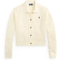 Ralph Lauren Polo Ralph Laurentil kvinder. 211B30509001 Cardigan i råhvid bomuldsstrik med snoninger (XL), Casual