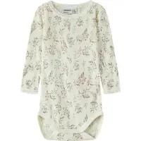 Name it Body l/æ - Uld - Noos - NbfWang - Snow White/Flowers + L - - 1 år (80) - Body L/Æ