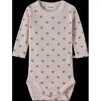 Lil´ Atelier Body l/æ - Uld - NbfNoel - Morganite m. Hjerter - - 74 - Body L/Æ