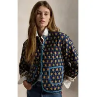 Ralph Lauren Polo Ralph Laurentil kvinder. 211B17289001 Vendbar quiltet marineblå bomuldsjakke (L), Casual