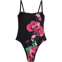Ted Baker Formgivende badedragt grøn / rødviolet / cranberry / sort