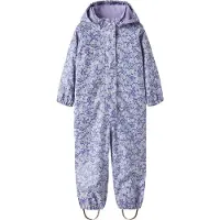 Name it Regndragt m. Fleece - PU - NmfDry10 - Lavender m. Blomst - - 4 år (104) - Regndragt