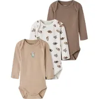 Name it Body l/æ - Noos - 3-pak - NbnBody - Jet Stream/w/Sesame - - 1 år (80) - Body L/Æ