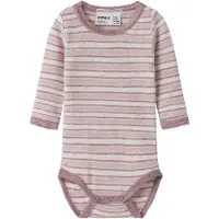 Name it Body l/æ - Uld - Hulmønster - NbfWang - Snow White/Viole - - 62 - Body L/Æ