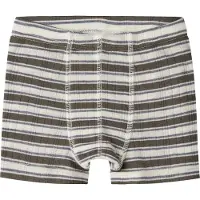 Name it Boxershorts - Uld - Rib - NmmWang - Snow White/MOREL/FOL - - 5 år (110) - Boxershorts