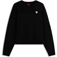 HUGO Sweatshirt i bomuld med logomærke med hjertelogo i glitter
