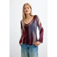 Desigual Bluse creme / mørkeblå / vinrød