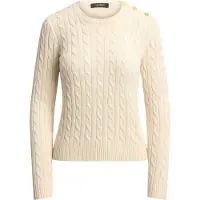 Ralph Lauren Lauren Ralph Laurentil kvinder. 200P14039003 Sweater i strikket mønster med knapper i beige (S), Casual, Bomuld