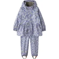 Name it Regntøj m. Seler - PU - NmfDry10 - Lavender m. Blomster - - 4 år (104) - Regntøj