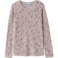 Name it Bluse - Uld - NkfWang - Violet Ice/Flowers + Leaves - - 7-8 år (122-128) - Bluse