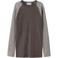 Name it Bluse - Uld - Rib - NkmWang - Morel/Satellites Sleeve - - 6 år (116) - Bluse