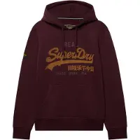 Superdry Superdrytil mænd. M2014568A Heritage Relaxed-hoodie i bordeauxrød (XL), Casual, Bomuld, Burgund
