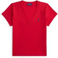 Ralph Lauren Polo Ralph Laurentil kvinder. 211B14611004 Strikket t-shirt med rød V-hals (M), Casual, Bomuld, Korte ærmer