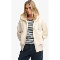Superdry Superdrytil kvinder. W2012743A Luxe hættetrøje med lynlås, off-white (L), Hvid, Casual, Polyester