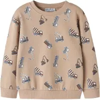 Name it Sweatshirt - NmmVimo - AOP - Sesame/Excavator - - 3 år (98) - Sweatshirt