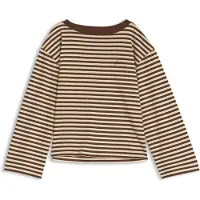 BOSS Relaxed-fit stribet top i bomuldsjersey