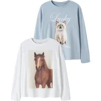 Name it Bluser - 2-pak - NkfVotea - Bright White/Subdued Blue - - 3 år (98) - Bluse