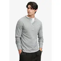 Superdry Superdrytil mænd. M6010974A T-shirt i vaffelstrik, grå (L), Casual, Bomuld, Lange ærmer