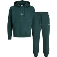 Jack & Jones Joggingdragt 'JJESOHO' mørkegrøn / hvid