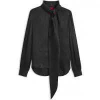 HUGO Regular-fit skjorte i satin med burnout-print