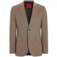HUGO Extra-slim-fit habitjakke i meleret flannel