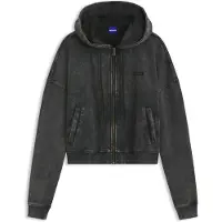 HUGO Relaxed-fit croppet hættetrøje med vasket boxlogo