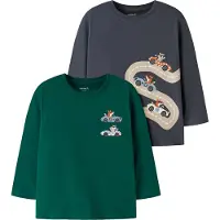 Name it Bluse - NmmVagno - 2-pak - Ombre Blue/Evergreen - - 7-8 år (122-128) - Bluse