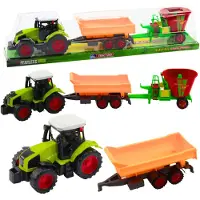Leantoys landbrugsvognsæt: traktor, tipvogn og foderkasse