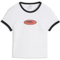 Puma FUTURE..ARCHIVE Slim Graphic Ringer Tee Women, Clothing, White, M