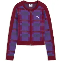 Puma T7 Tartan Slim Knitted Cardigan Women, Clothing, Garnet Glow, S