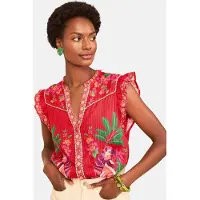 Love & roses Bluse creme / grøn / lilla / knaldrød