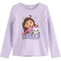 Lindex Bluser & t-shirts 'Top ls Gabbys Dollhouse' beige / mørkebrun / lavendel / hvid