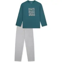 Schiesser Nattøj 'Nightwear' grå / smaragd