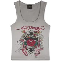 Ed Hardy Overdel 'In Memory Of When I Cared' grå / grøn / mørkerød / sort