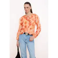 Trendyol Bluse mørkebrun / orange / abrikos / mørkeorange