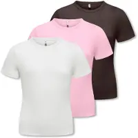 ONLY GIRLS Bluser & t-shirts 'KOGLUCKY' choko / lyserød / offwhite