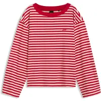 BOSS Relaxed-fit stribet top i bomuldsjersey