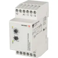Carlo gavazzi Ind- og udpumpningsrelæ justerbar følsomhed spolespænding 230V AC, 2 polet skiftekontaktsæt til DIN-skinne