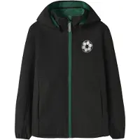 Name It Kids Softshelljakke m. Fleece - NkmMalta - Sort m. Fodbold - - 11 år (146) - Softshell