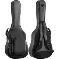 Vevor Akustisk Guitarkuffert, 1195 MM, Hård beskyttende rejsetaske med tilbehørsrum, skumpolstring, bærbart håndtag, skulderstropper, til 1041 MM akustiske guitarer, sort