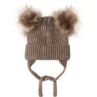 Name it Sæt - Hue/Luffer - Strik - NbnMora - Walnut - - 40-44 cm - Hue