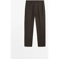 Massimo Dutti - Male - Bukser I 100 % Hør Med Elastisk Linning - Brun - L