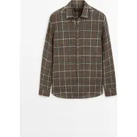 Massimo Dutti - Male - Ternet, Regular Fit Skjorte I 100 % Hør - Grøn - M