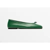 Massimo Dutti - Female - Ballerinasko I Skind Med Knude - Grøn - 39