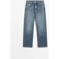 Massimo Dutti - Female - Cropped High Waist Jeans Med Straight Fit - Lys Blå - 38