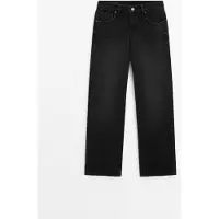 Massimo Dutti - Female - High Waist Cropped Straight Fit Jeans - Sort - 38