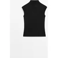 Massimo Dutti - Female - Strikket Top Med Skorstenskrave - Sort - S