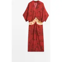 Massimo Dutti - Female - Kjole Med Blødt Fald, Print Og Bælte - Rød - 36