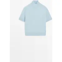 Massimo Dutti - Female - Kortærmet Striktrøje I Uld- Og Kashmirmix - Himmelblå - S