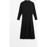 Massimo Dutti - Female - Midikjole Med Lange Ærmer - Sort - 40